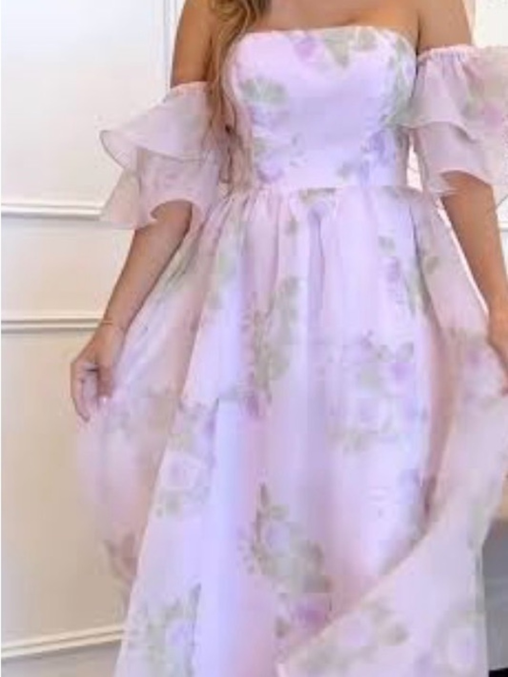 B.right Lavender Dress Floral Organza Party